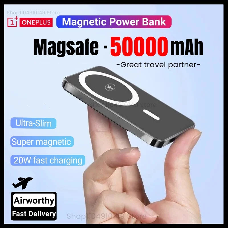 Cargador Portátil Magnético 50000mAh – Power Bank con Carga Rápida e Inalámbrica